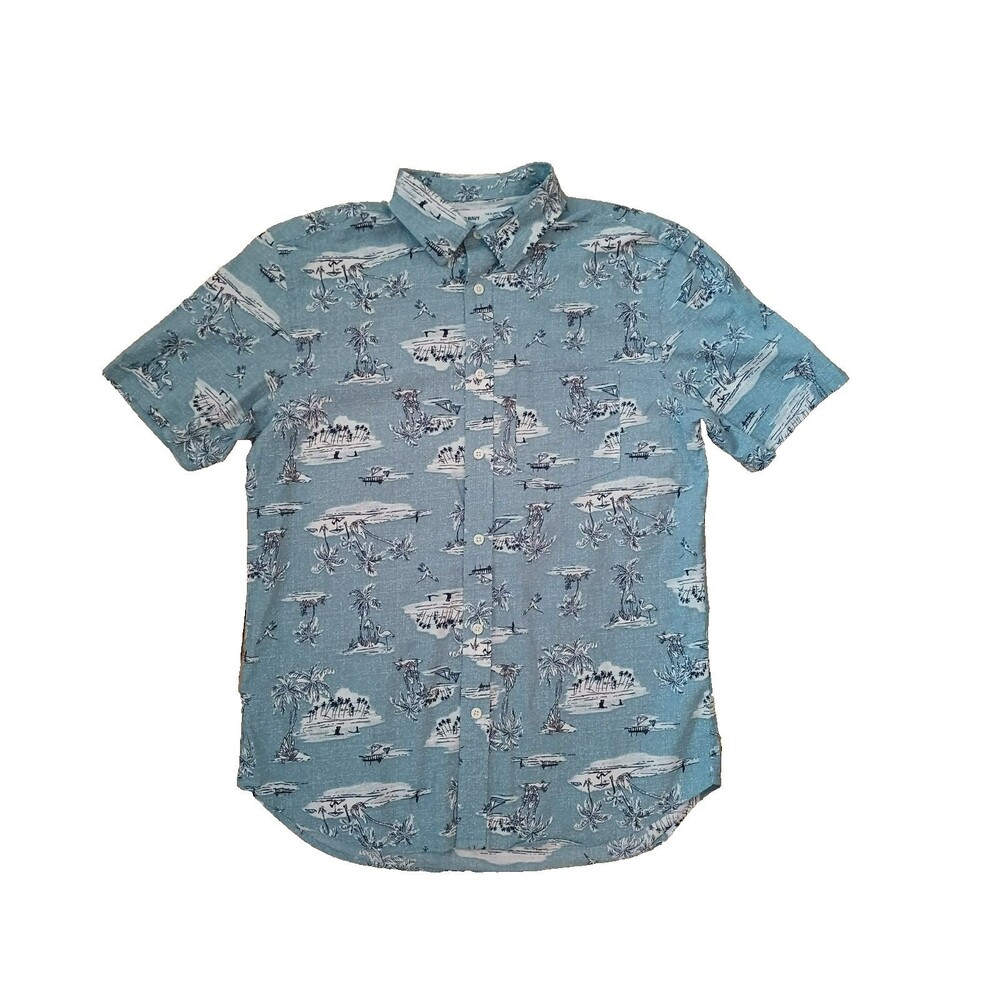 Old Navy Slim Fit Men's Medium Novelty Print Seagull Shirt Tropical Short Sleeve